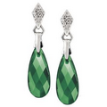 17mm Green Onyx Drop Earrings in 10K White Gold with Diamonds (0.05 CT. T.W.)